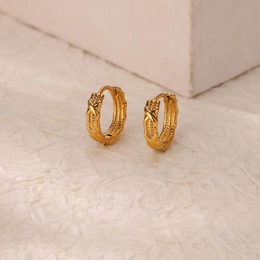 Textured 'X' Pattern Huggie Hoops