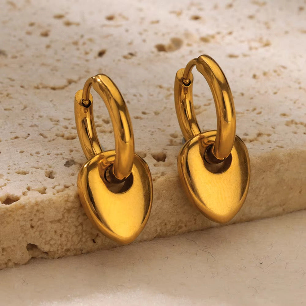 Heart Drop Hoop Earrings