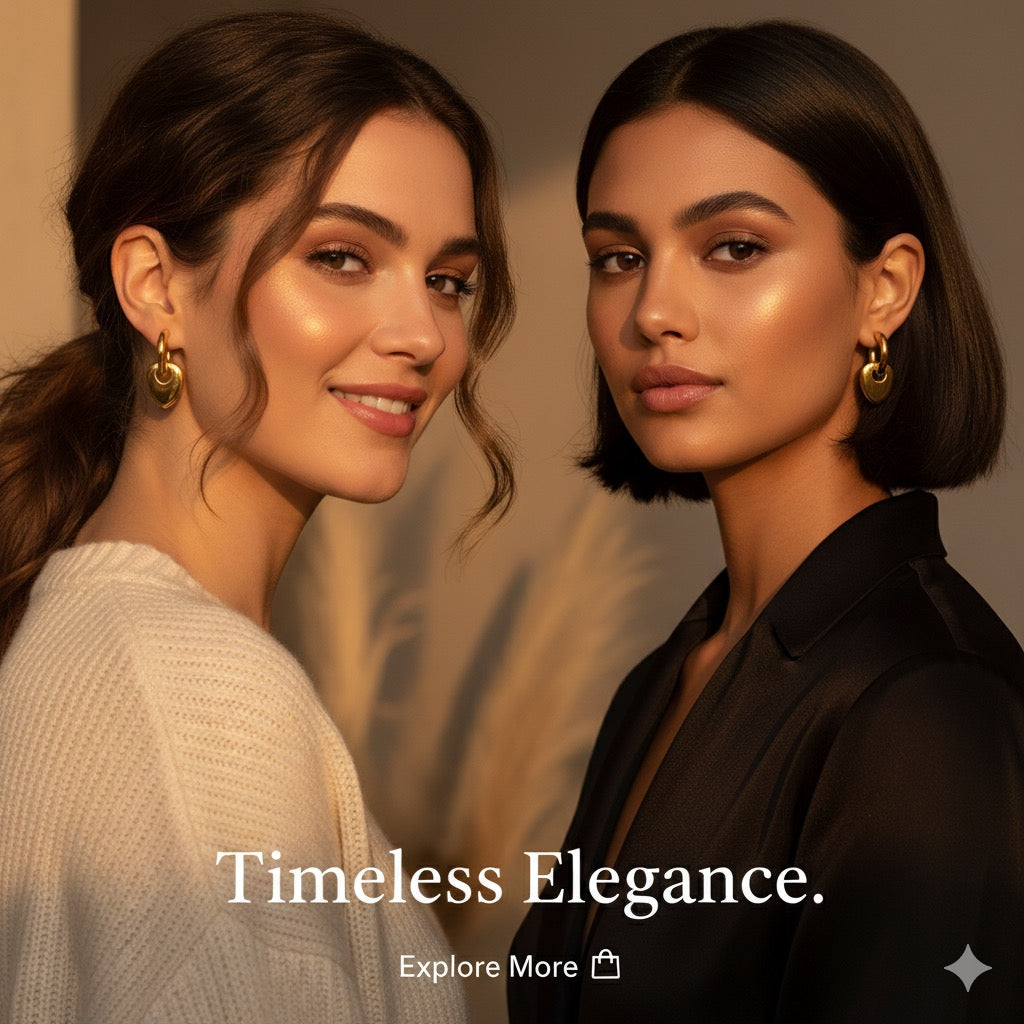 Heart Drop Hoop Earrings