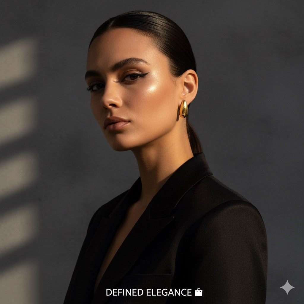 Elegant Teardrop Gold Stud Earrings