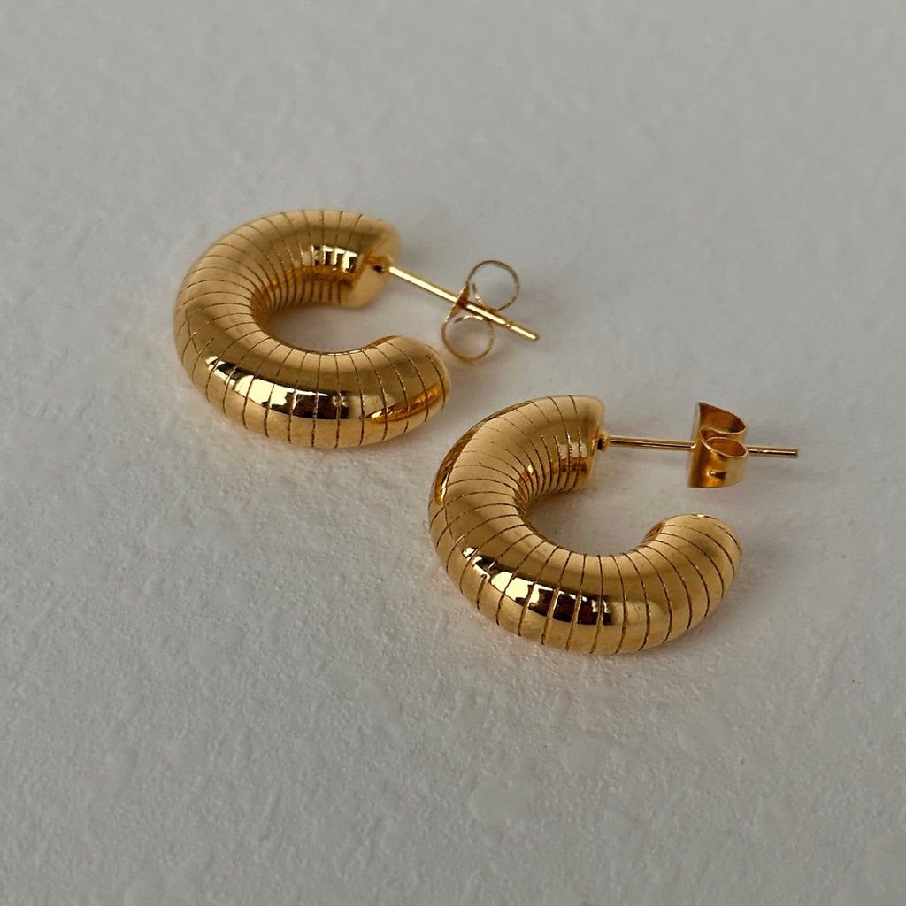 "Liquid Gold" Snake Chain Hoop Earrings - 18K Plated Statement