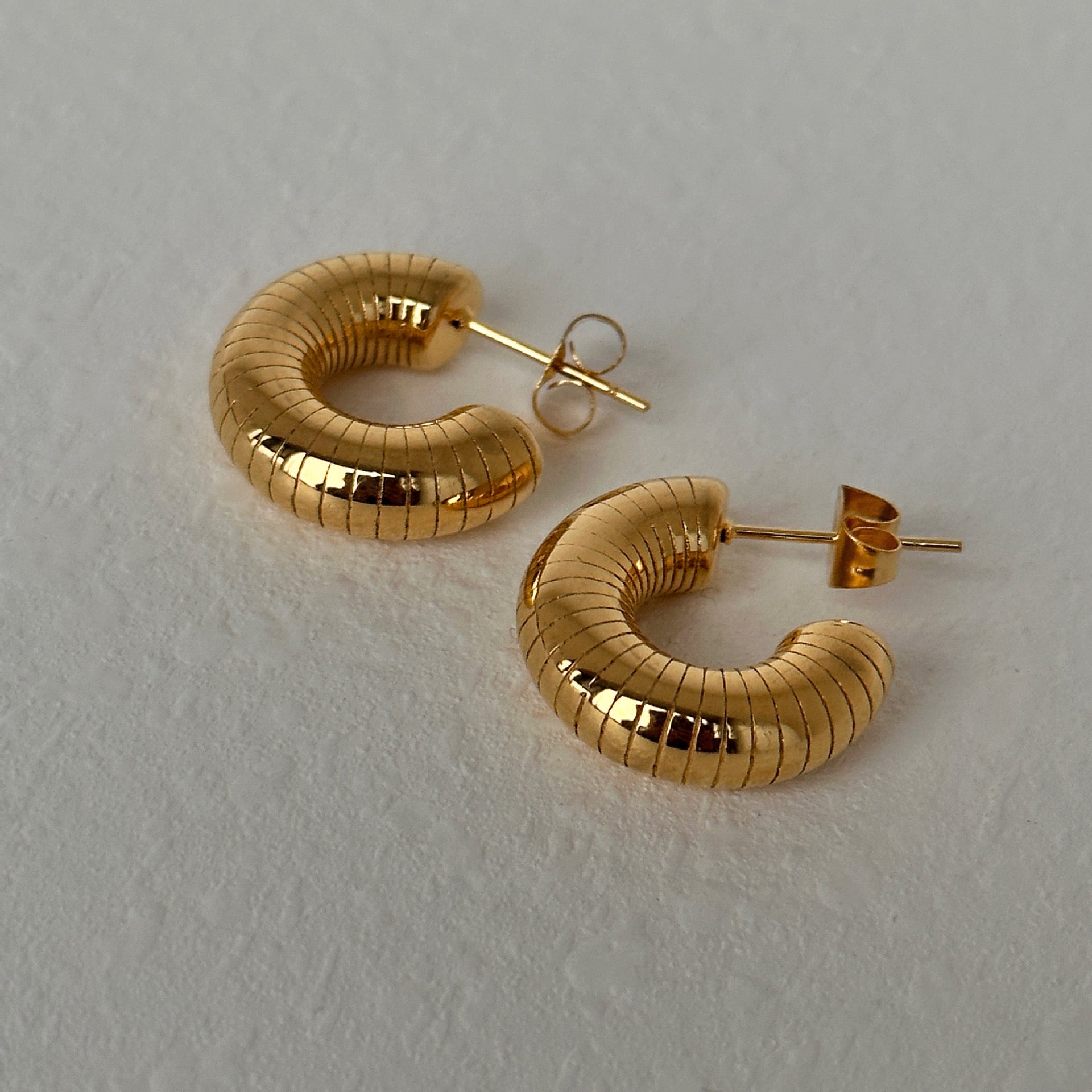 "Liquid Gold" Snake Chain Hoop Earrings - 18K Plated Statement