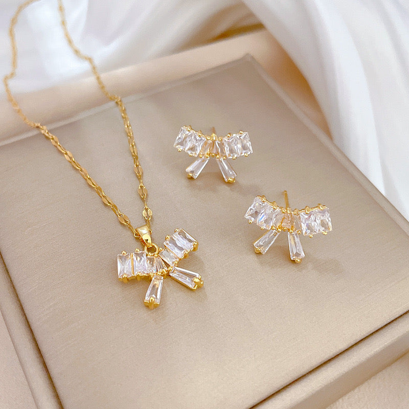 Bow Knot Zircon Set