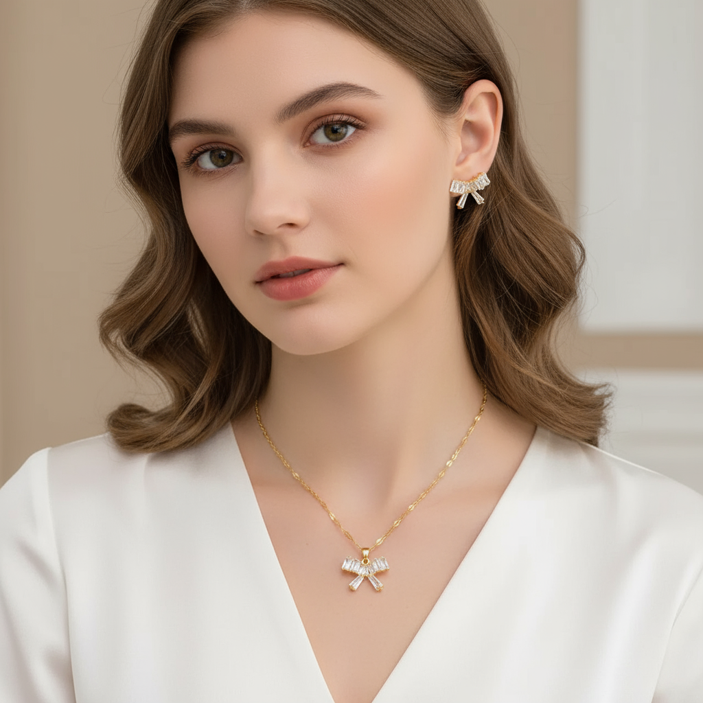Bow Knot Zircon Set