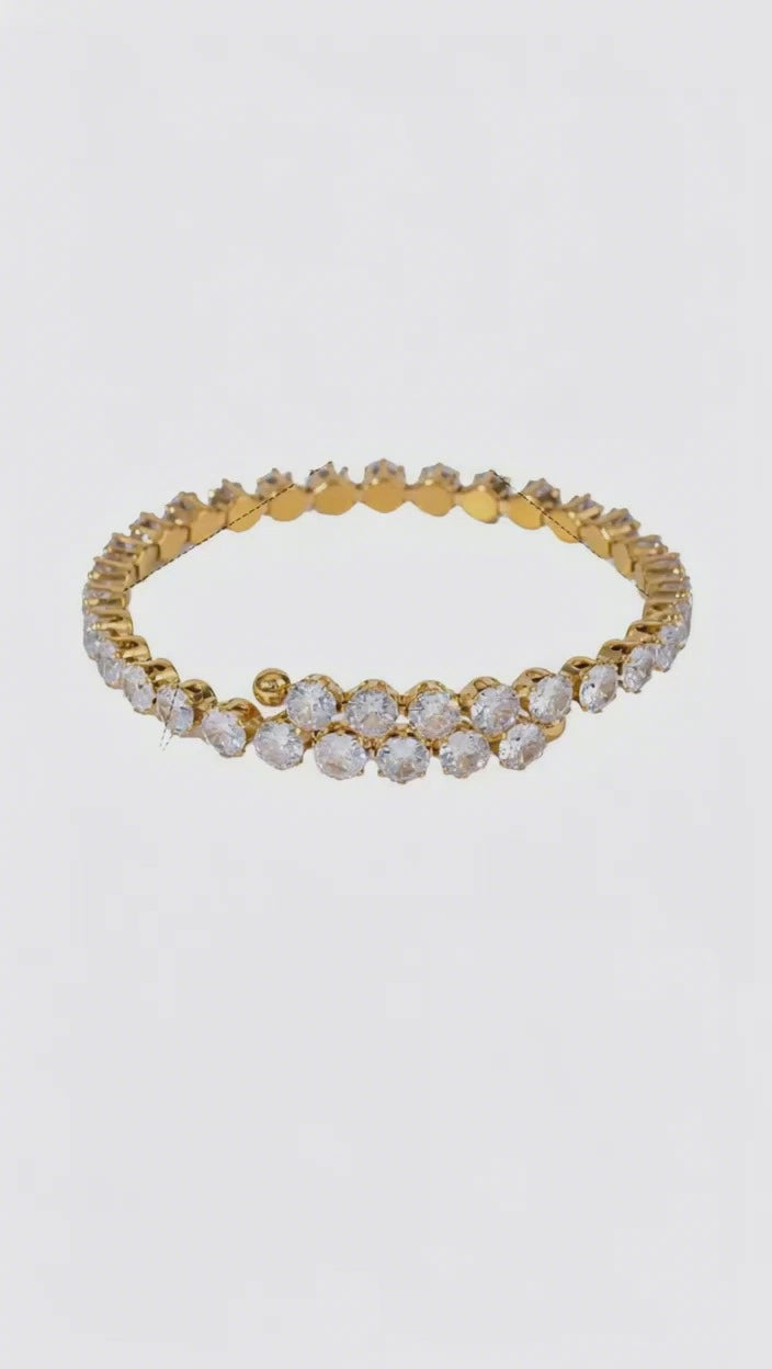 Adjustable Double Row Crystal Bangle ✨